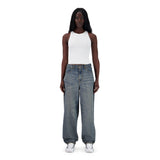 SET BAGGY JEANS HOSE VERBLASSTER BLAUER SAND + TANKTOP PREMIUM