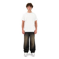 SET BAGGY JEANS PANTS SAND WASHED BLACK + T-SHIRT CLASSIC WHITE