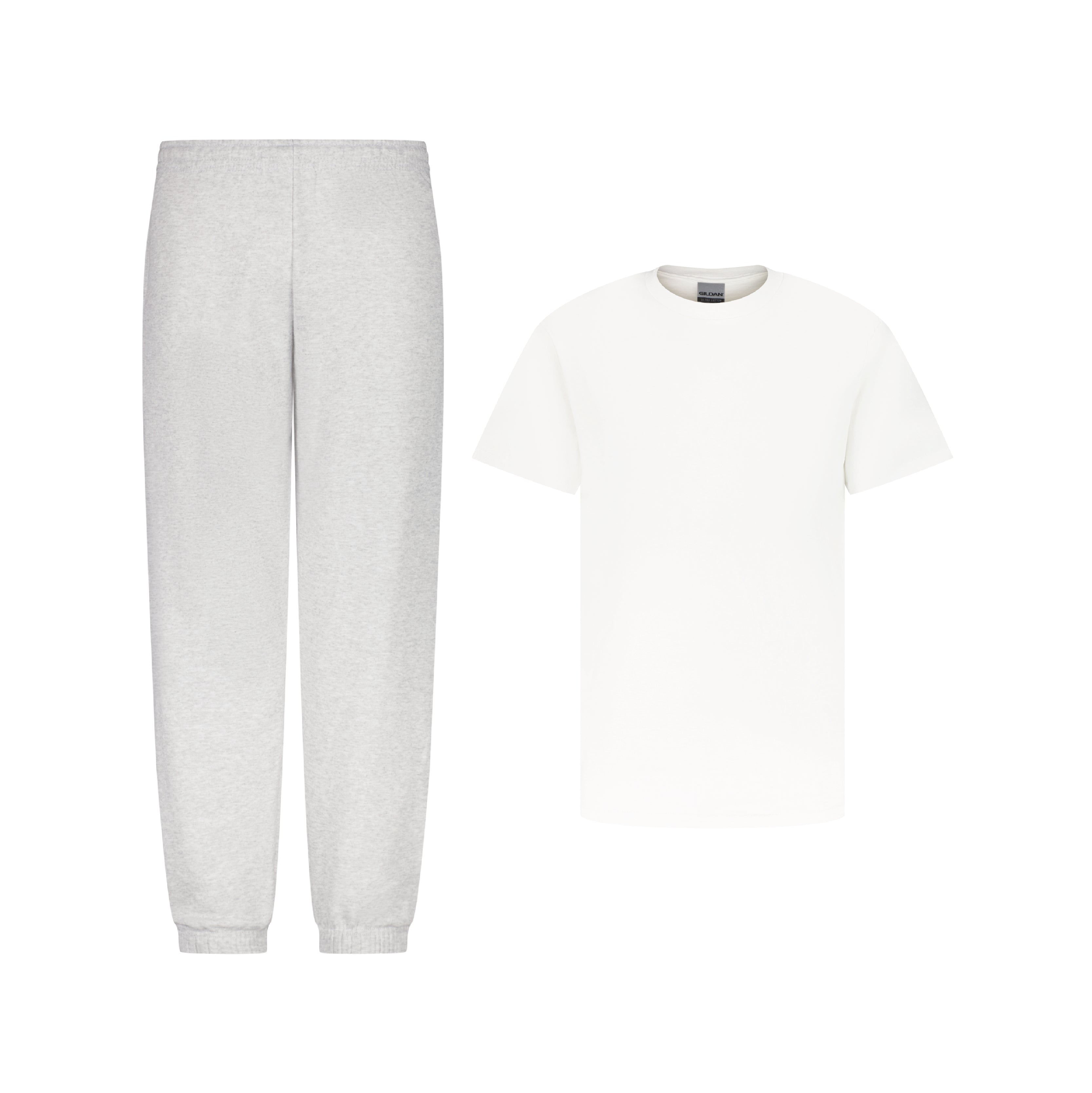 SET JOGGING PANTS CLASSIC HEATHER GREY T SHIRT CLASSIC WHITE MEN NORM CORE