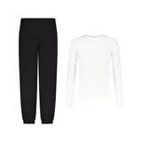 SET JOGGING PANTS PREMIUM BLACK + LONGSLEEVES COMPRESSION SPORT