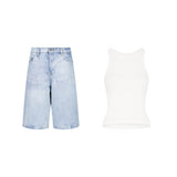 ENSEMBLE SHORT JEANS BAGGY BLEU CLAIR + DÉBARDEUR PREMIUM