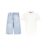 SET BAGGY JEANS SHORTS HELLBLAU + T-SHIRT CLASSIC
