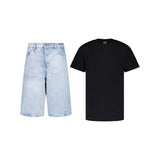 SET BAGGY JEANS SHORTS HELLBLAU + T-SHIRT CLASSIC