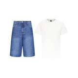 SET BAGGY JEANS SHORTS BLAU + T-SHIRT CLASSIC