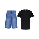SET BAGGY JEANS SHORTS BLAU + T-SHIRT CLASSIC