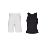 ENSEMBLE SHORT JOGGING CLASSIC GRIS CHINÉ + DÉBARDEUR PREMIUM