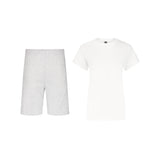 ENSEMBLE SHORT JOGGING GRIS CHINÉ + T-SHIRT