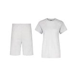 ENSEMBLE SHORT JOGGING GRIS CHINÉ + T-SHIRT