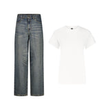 SET BAGGY JEANS PANTS + T-SHIRT WHITE