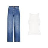 ENSEMBLE PANTALON JEANS BAGGY BLEU + DÉBARDEUR PREMIUM