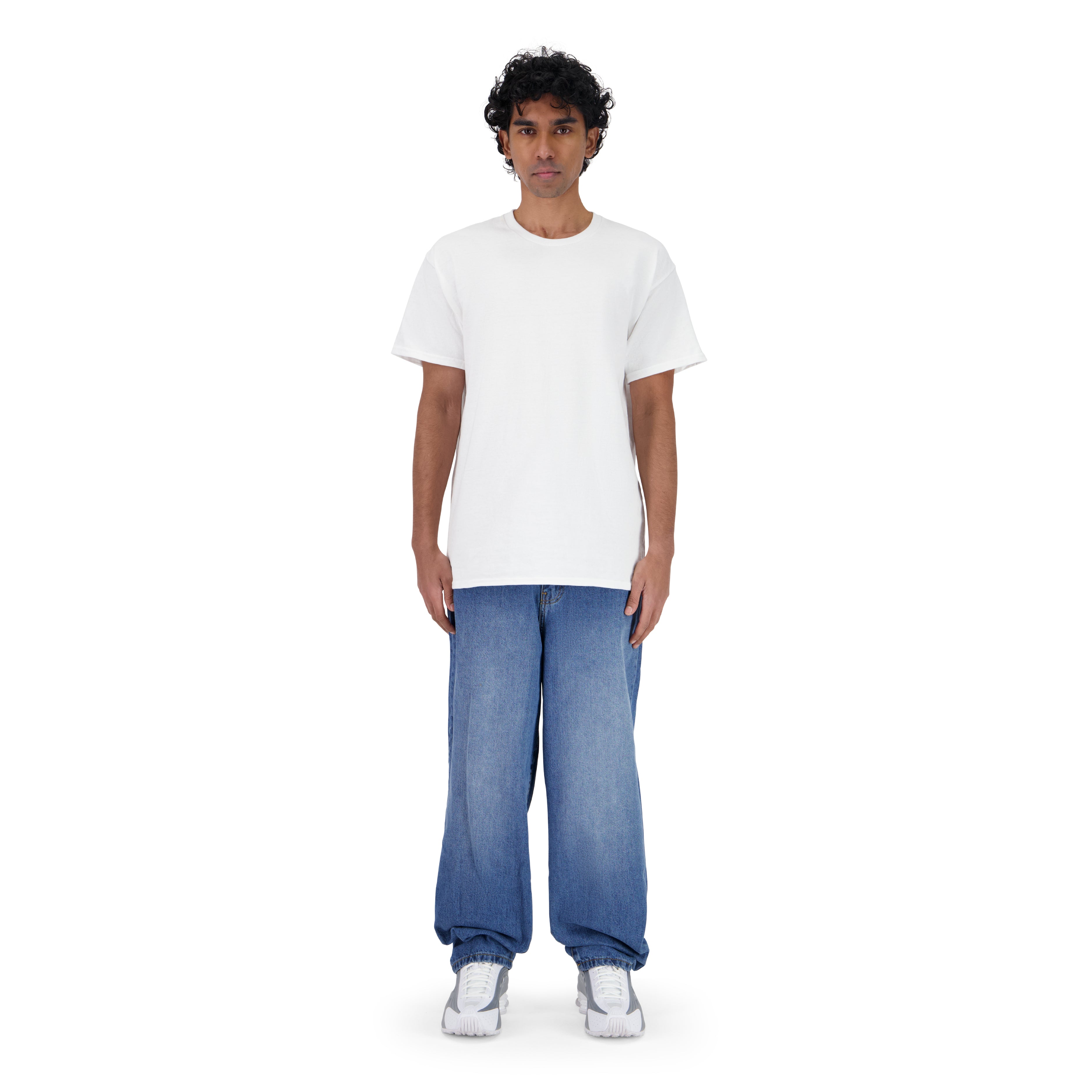 SET BAGGY JEANS PANTS BLUE T-SHIRT CLASSIC WHITE MEN – NORM-CORE