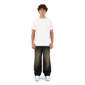 SET BAGGY JEANS PANTS SAND WASHED BLACK + T-SHIRT CLASSIC WHITE