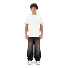 SET BAGGY JEANS HOSE SANDGEWASCHENES SCHWARZ + T-SHIRT CLASSIC