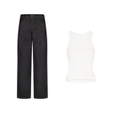 ENSEMBLE PANTALON JEANS BAGGY NOIR + DÉBARDEUR PREMIUM