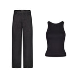 SET BAGGY JEANS HOSE SCHWARZ + TANKTOP PREMIUM