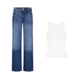 SET BAGGY JEANS PANTS BLUE + TANK TOP PREMIUM