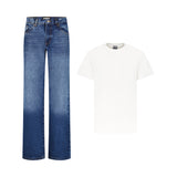 ENSEMBLE PANTALON JEANS REGULAR + T-SHIRT BLANC