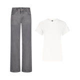 SET REGULAR JEANS PANTS + T-SHIRT WHITE