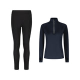 SET LEGGING-HOSE SPORT SCHWARZ + LANGARM-SHIRT HALF-ZIP SPORT
