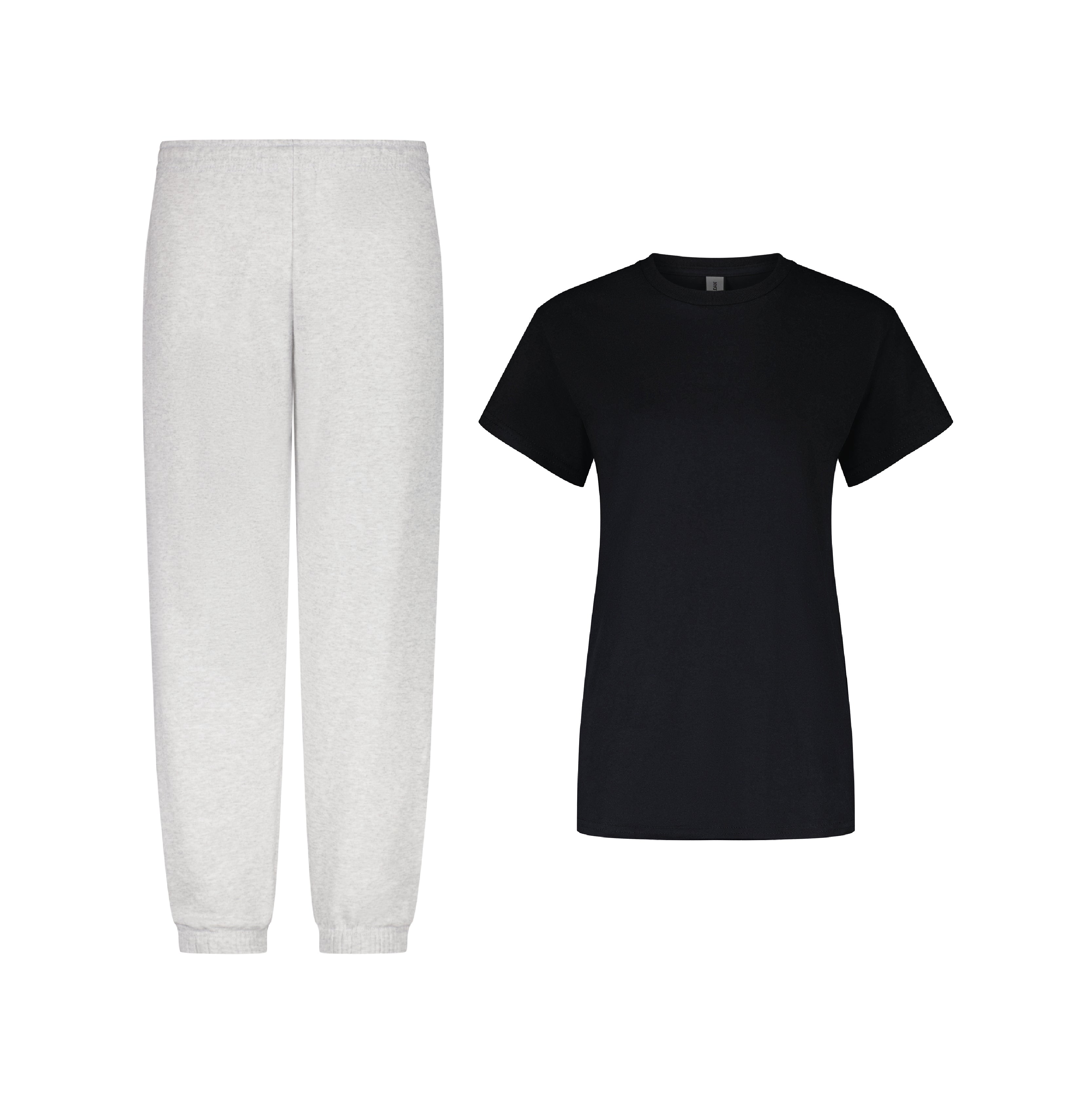 SET JOGGING PANTS CLASSIC HEATHER GREY T SHIRT CLASSIC BLACK WOMEN NORM CORE
