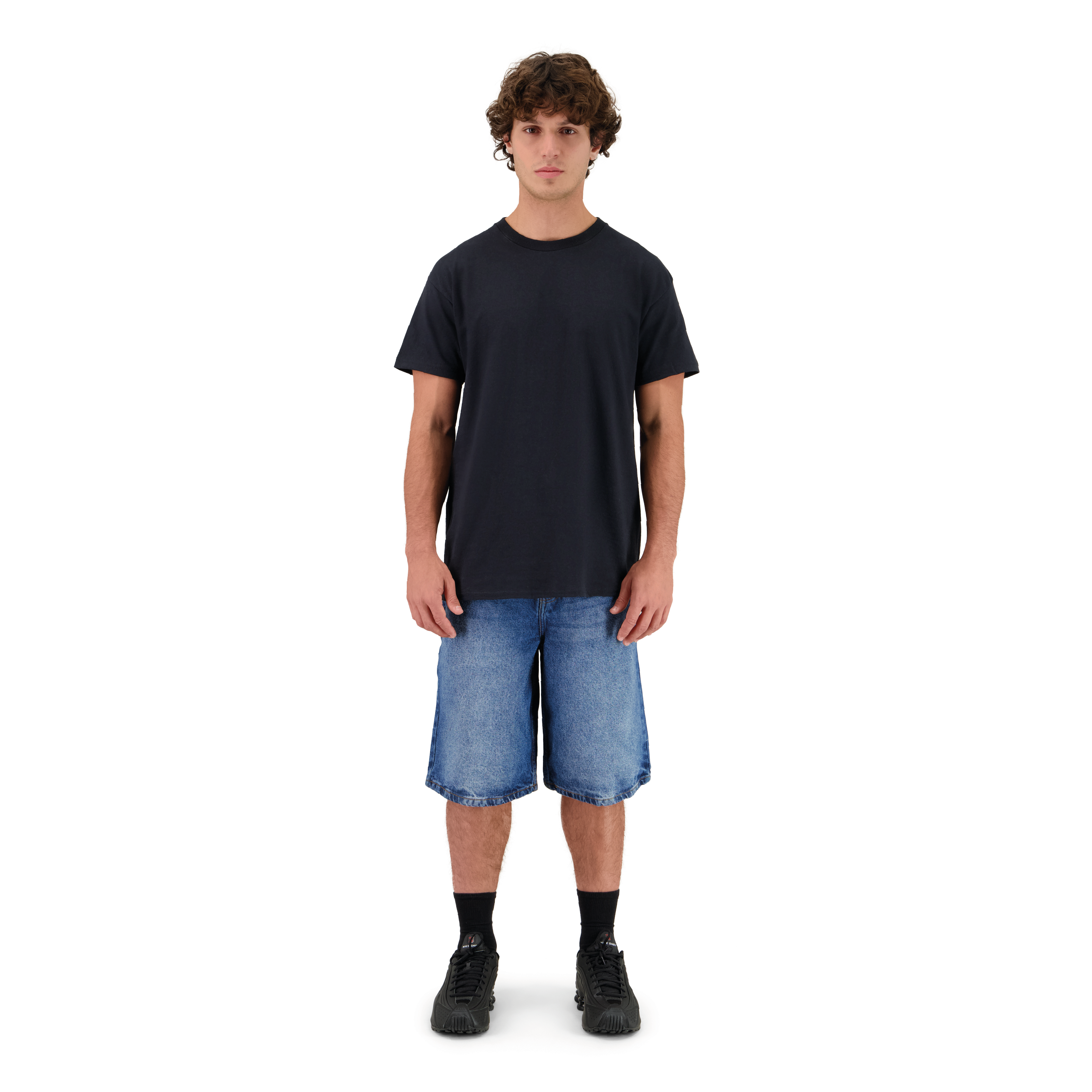 SET BAGGY JEANS PANTS BLUE T-SHIRT CLASSIC BLACK MEN – NORM-CORE