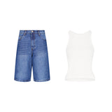 ENSEMBLE SHORT JEANS BAGGY BLEU + DÉBARDEUR PREMIUM