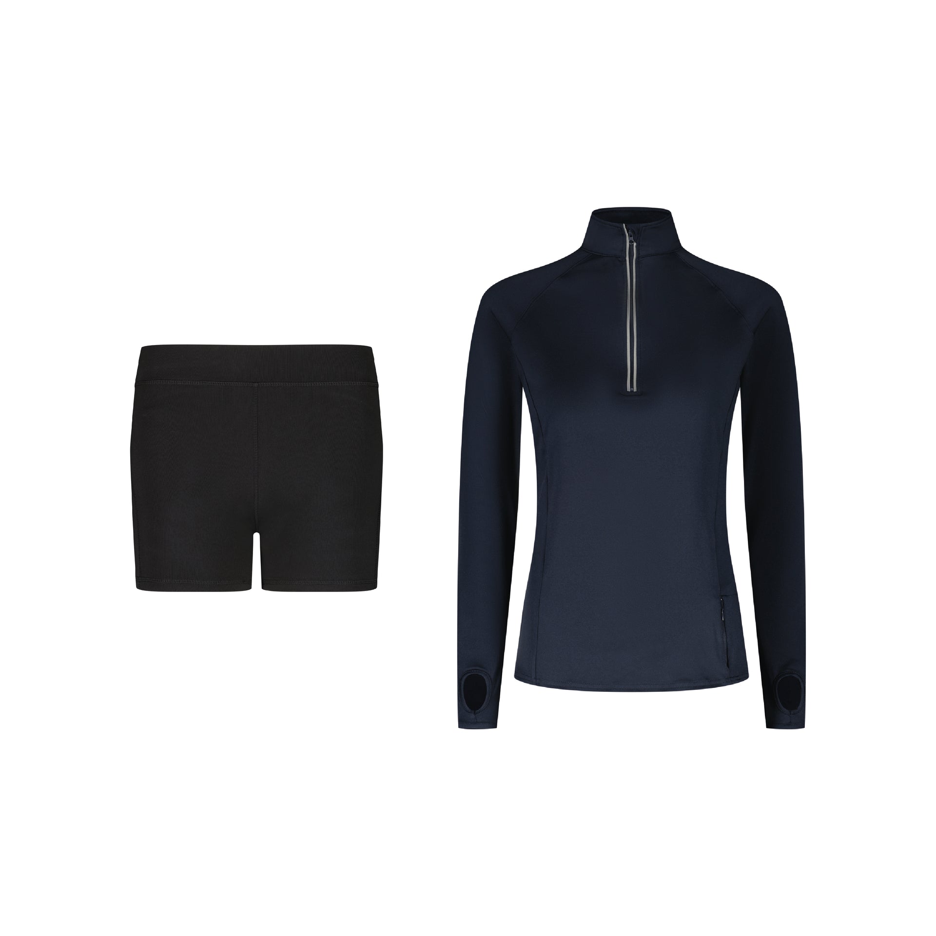 ENSEMBLE SHORT LEGGING SPORT NOIR LONGSLEEVES HALF-ZIP SPORT