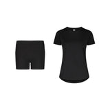 SET LEGGING SHORTS SPORT BLACK + T-SHIRT SPORT