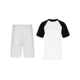 ENSEMBLE SHORT JOGGING CLASSIC GRIS CHINÉ + T-SHIRT CLASSIC BICOLORE
